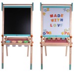 Vaikiška medinė dvipusė magnetinė piešimo lenta su priedais | Reguliuojamas aukštis | Classic World CW53887
